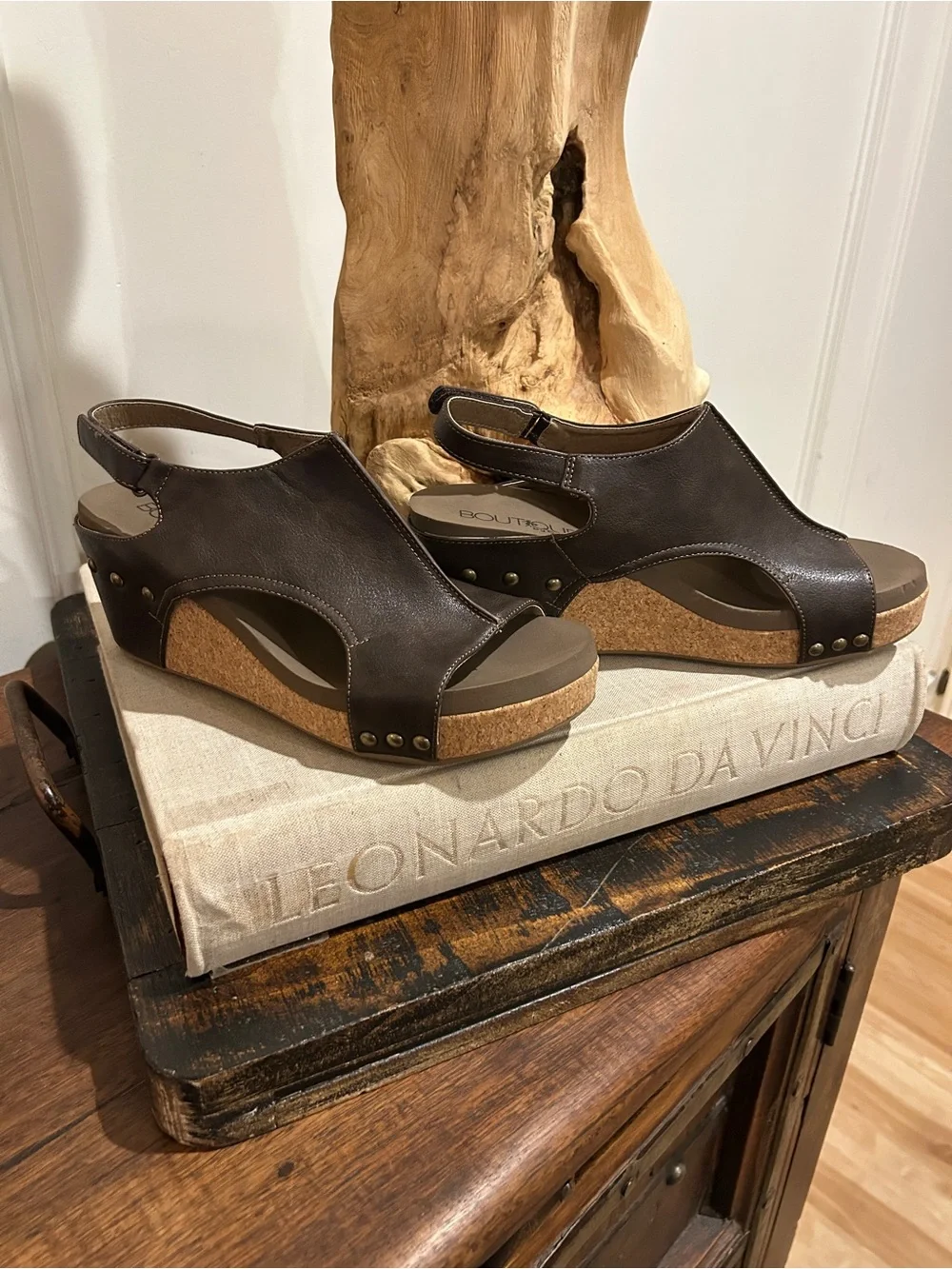Corkys Dark Brown Open-Toe Cork Wedge Sandals